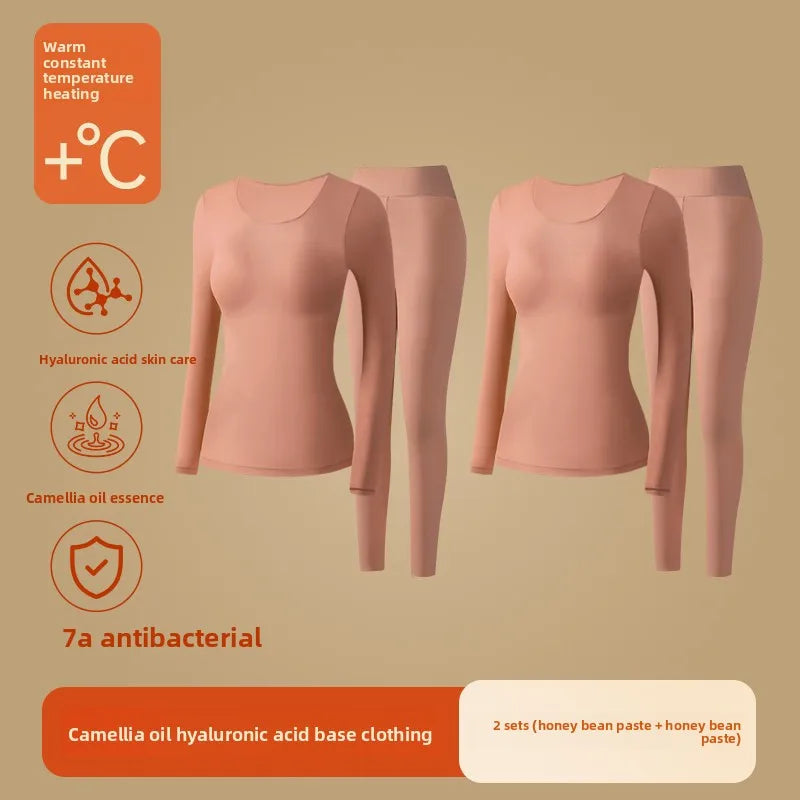 Ultra-Thin Heating Thermal Underwear Women Skin Care Skin Bottom Clothing Invisible Foundation Heattech Long Johns Set Winter