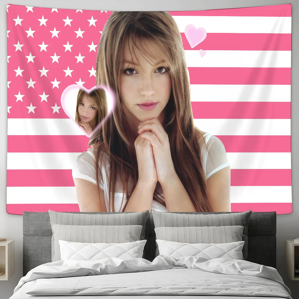 Retro Singer B-Britney Spears flag Tapestries Outdoor Parties Bedrooms Living Rooms Dorm Rooms Wall Decor Banners Gifts