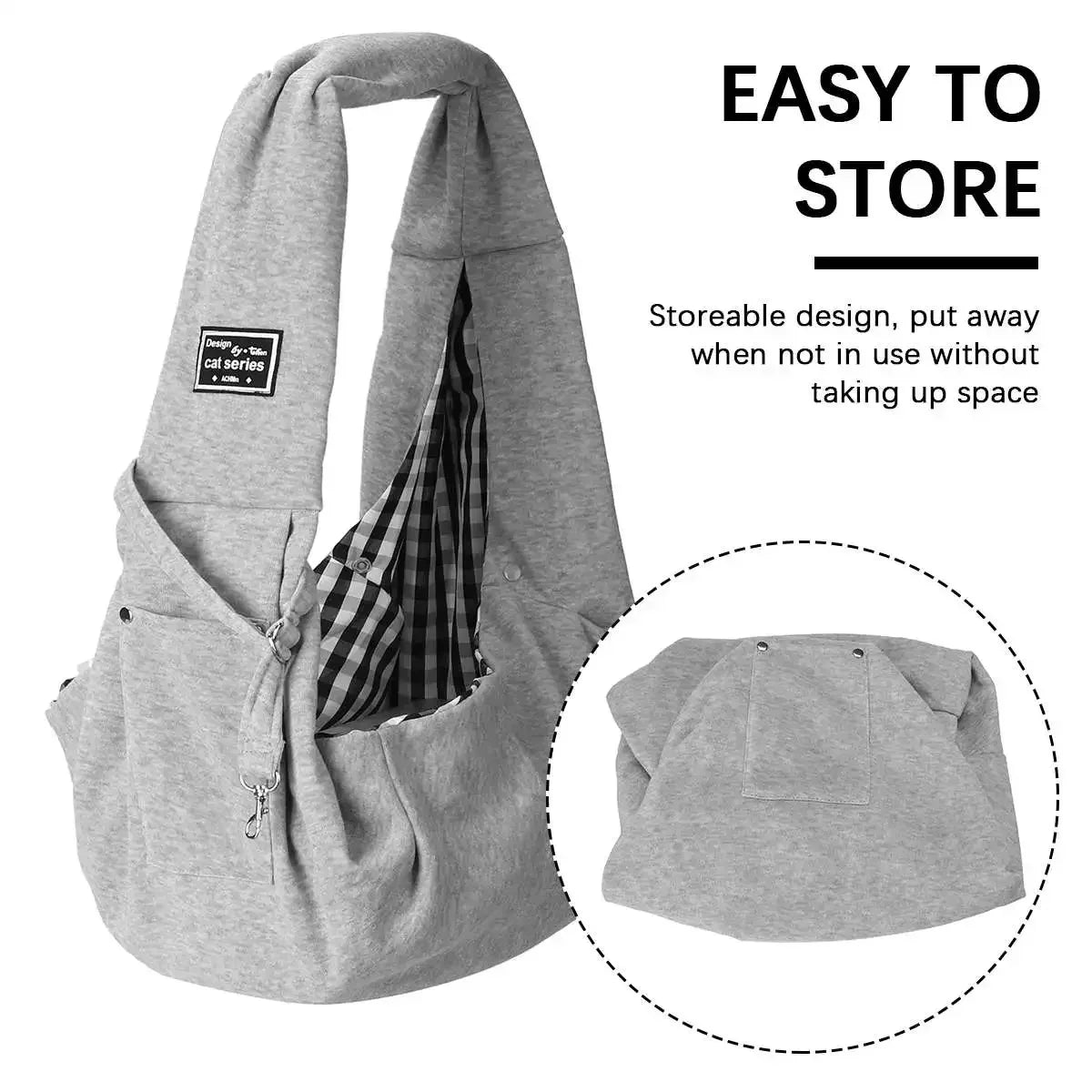 Pet Crossbody Shoulder Bag Outdoor Travel Cat Puppy Sling Carrier Bag with Storage Pocket Portable Pets Backpacks Safety Harness