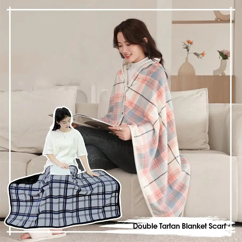 Wearable Plaid Fleece Blanket With Button Winte Warm Throws On Sofa Bed Travel Thicken Bedroom Office Air Conditioning Blanket ﻿