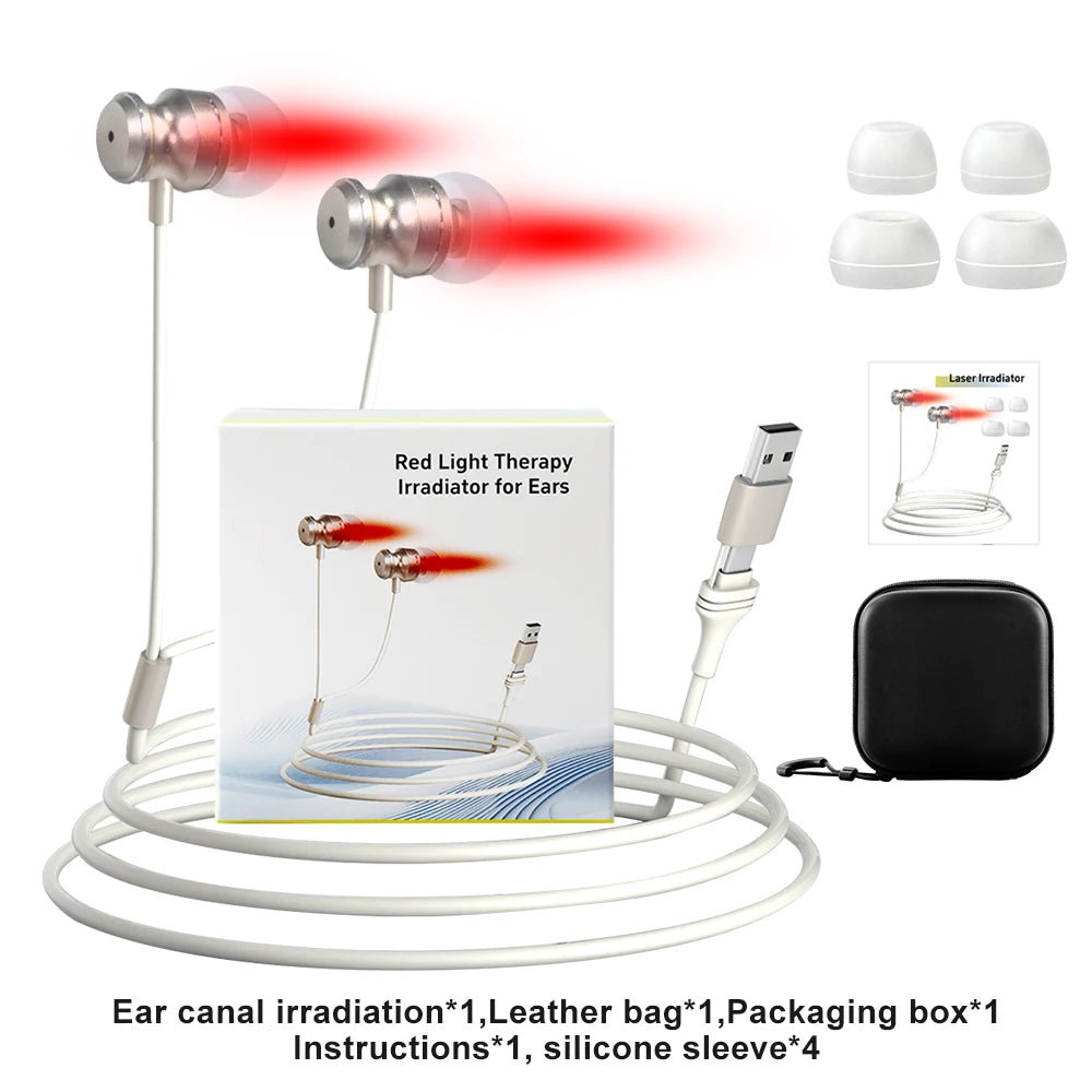 650nm Red Light Tinnitus Ear Laser Therapy LLLT Irradiation Laser Physiotherapy Earplug Otitis Media Deafness Diabetes Treatment
