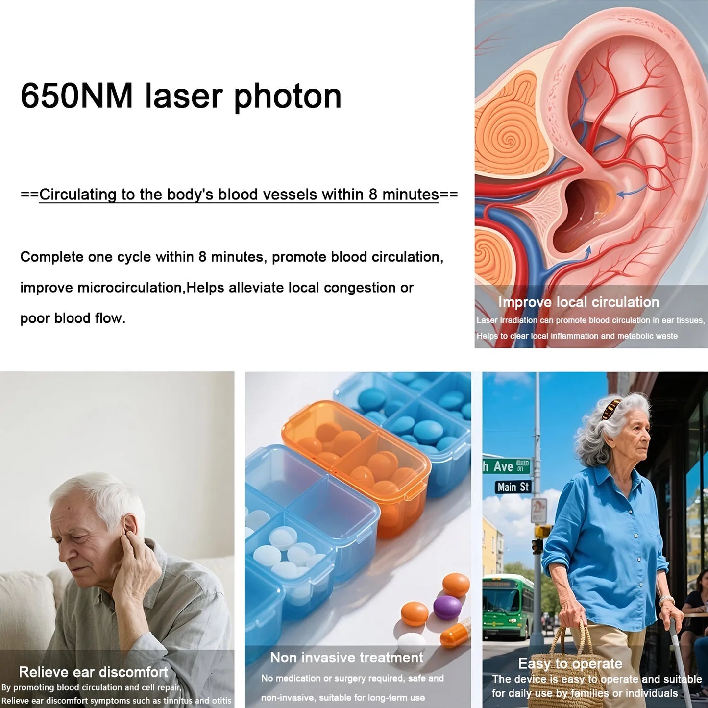 650nm Earplug Otitis Media Ear Laser Red Light Therapy Irradiation Ear Canal Laser Tinnitus Deafness Physiotherapy Meter