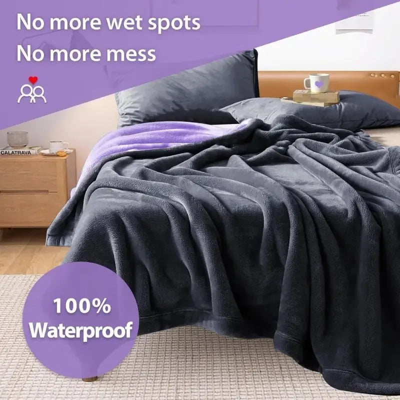Waterproof blanket  Double-Sided Flannel Blanket for Couples, Bed & Pets | comfortable & Leak proof bed cover