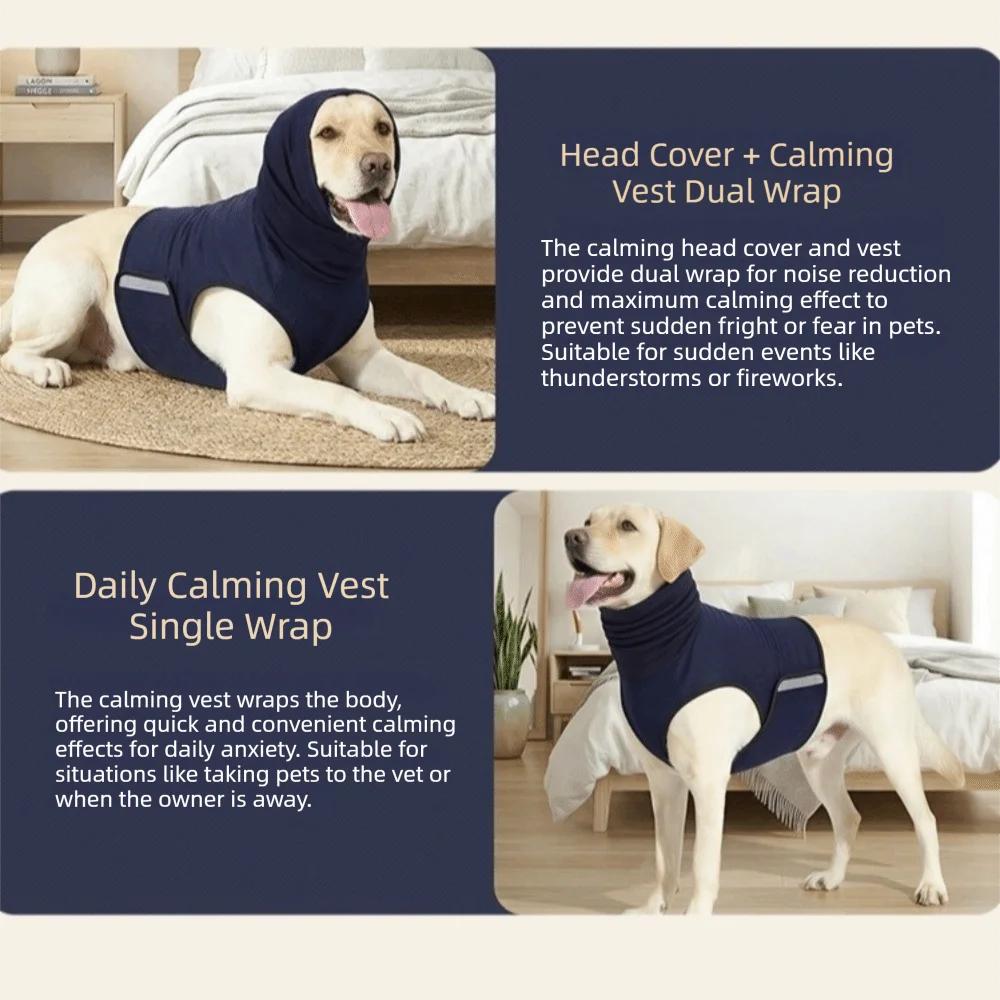 Noise-proof Dog Anxiety Vest Breathable Reflective strip Pet Soothing Clothes Comfortable Soft Pet Anti-Scare Pullover