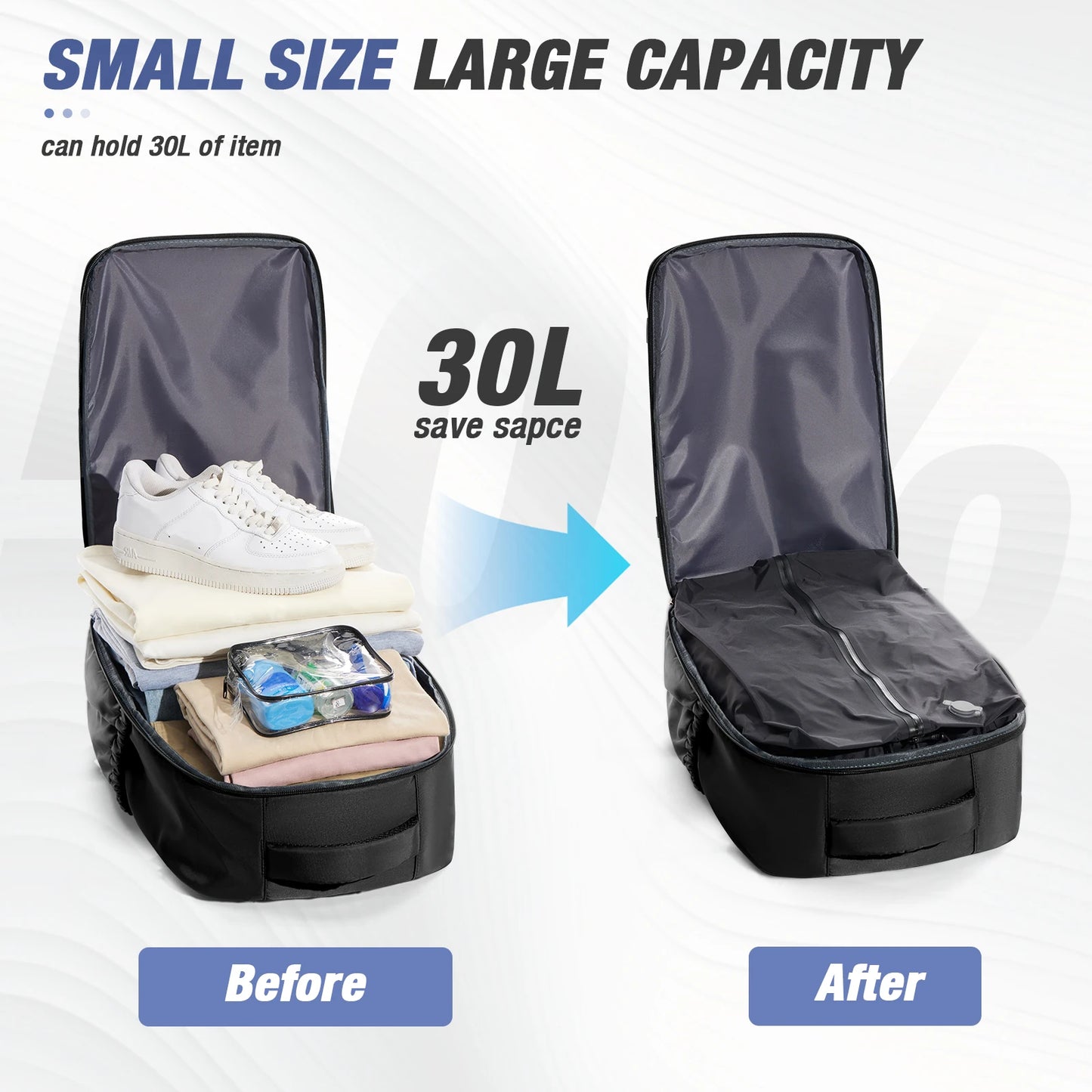 Vacuum Compression Backpack 15.6in Laptop Backpack Expand Hiking Vacuum Travel Backpack, Ryanair Backpack 40x30x20 Cabin Bag