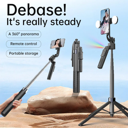AI Smart Tracking Selfie Stick Tripod, 360° Rotatable 4‑Axis Stabilizer, Wireless Remote, Portable Phone Tripod for Selfies Vlog