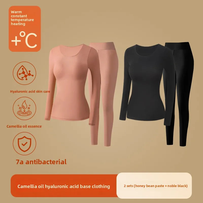 Ultra-Thin Heating Thermal Underwear Women Skin Care Skin Bottom Clothing Invisible Foundation Heattech Long Johns Set Winter