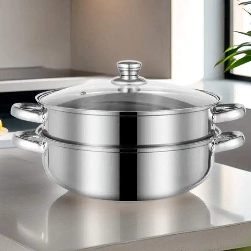 【SSummer10】Stainless Steel Single Double-Layer Steamer Basket - Thickened Pot Steaming Grid Rack for Home Cooking【SS】