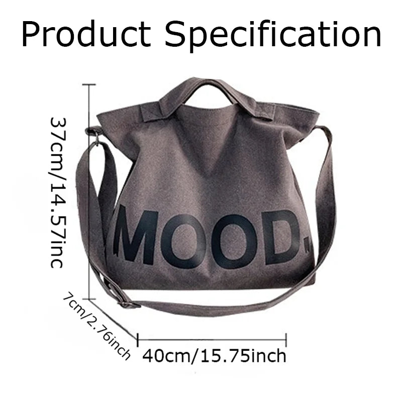 Letters solid color printing canvas large bag models tide  Unisex with the same canvas crossbody large capacity Tote bag