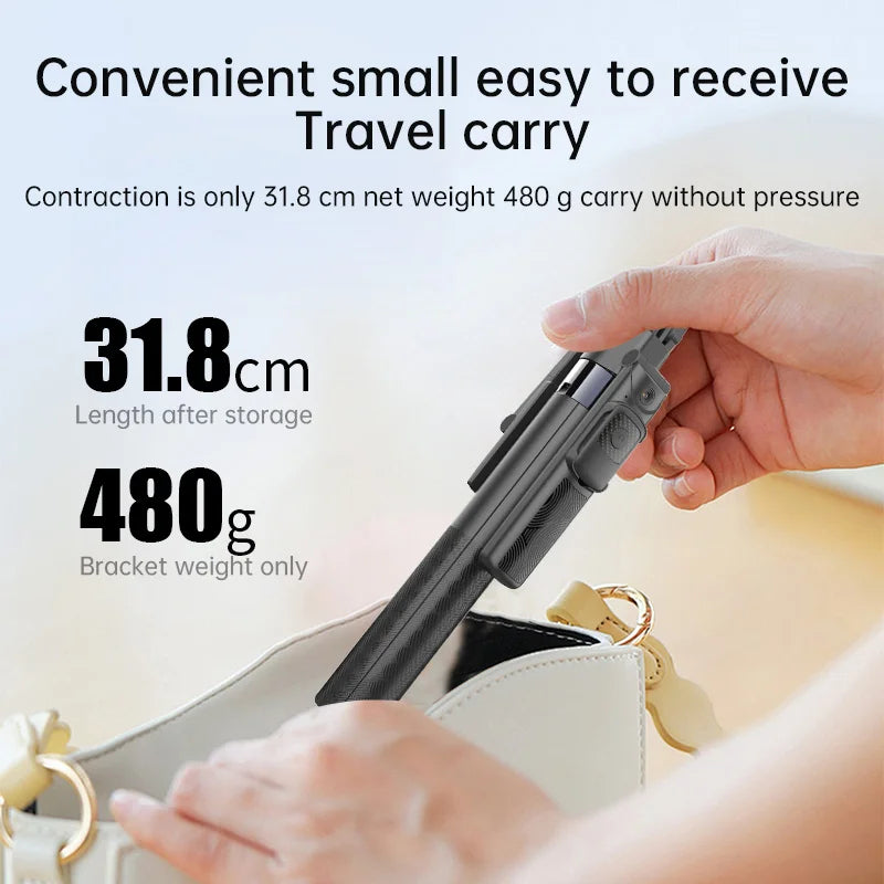 AI Smart Tracking Selfie Stick Tripod, 360° Rotatable 4‑Axis Stabilizer, Wireless Remote, Portable Phone Tripod for Selfies Vlog