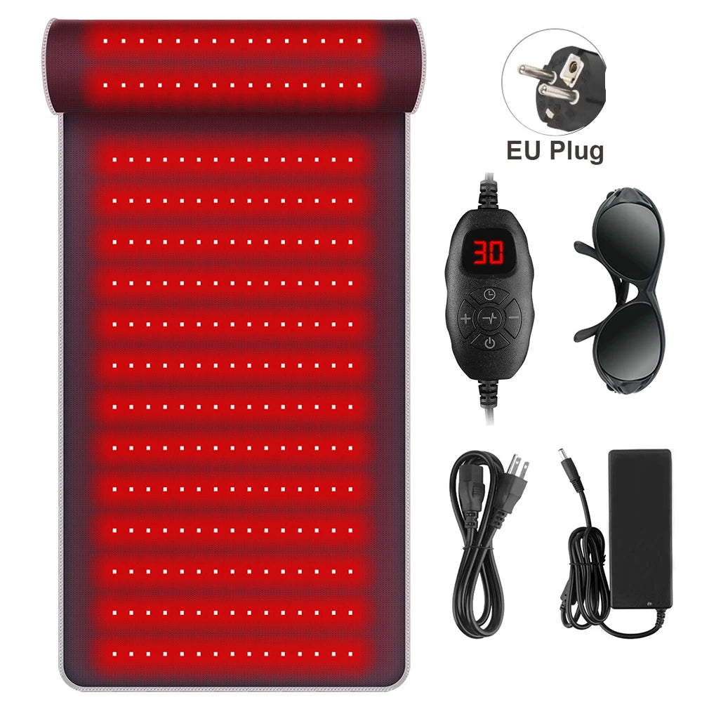 Red Light Therapy Mat with Ergonomic Neck Support & Far Infrared Heating - Full Body Pain Relief for Home & Clinical Use - 675