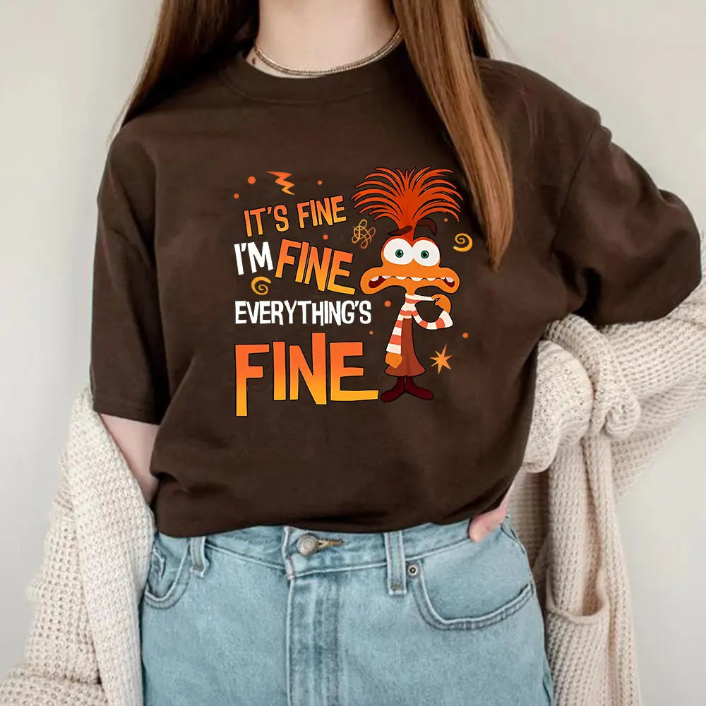 Anxiety Shirt Inside Out 2 T-Shirt Everything Is Fine Anxiety Inside Out Emotions Shirts Retro Mental Health Family Vacation Tee