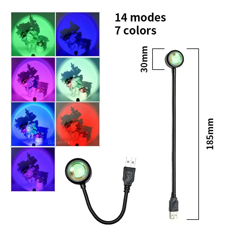 RGB Sunset Lamp LED Rainbow Neon Night Light Projector Photography Wall Atmosphere Lighting For Bedroom Room Decor Nightlights