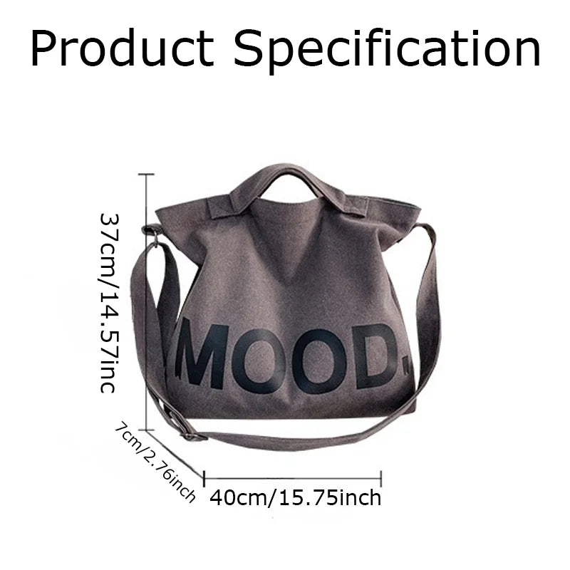 Letters solid color printing canvas large bag models tide  Unisex with the same canvas crossbody large capacity Tote bag