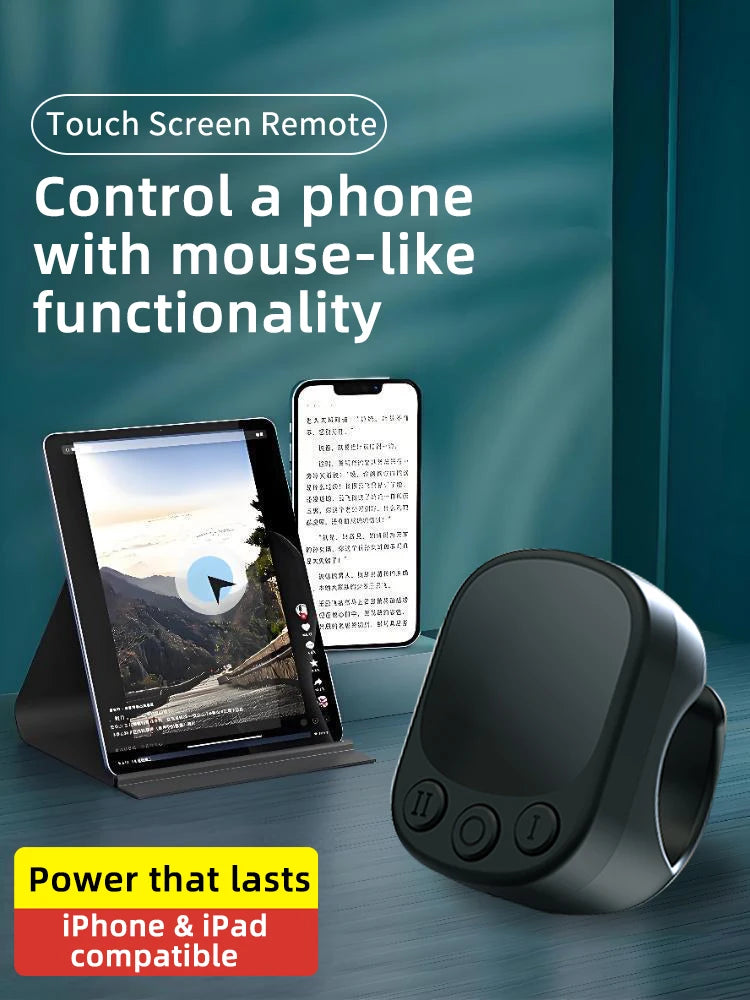 Mouse Ring Remote Control with Touchpad,Smart Automatic Screen Clicker Device，Continuous Clicker，Scrolling Ring Remote Control S