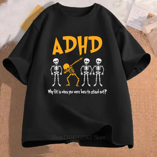 ADHD Graphic Print T-shirts Women Men Summer Casual Fashion Funny Streetwear Oversozed O-Neck Short Sleeve Tops T-shirts