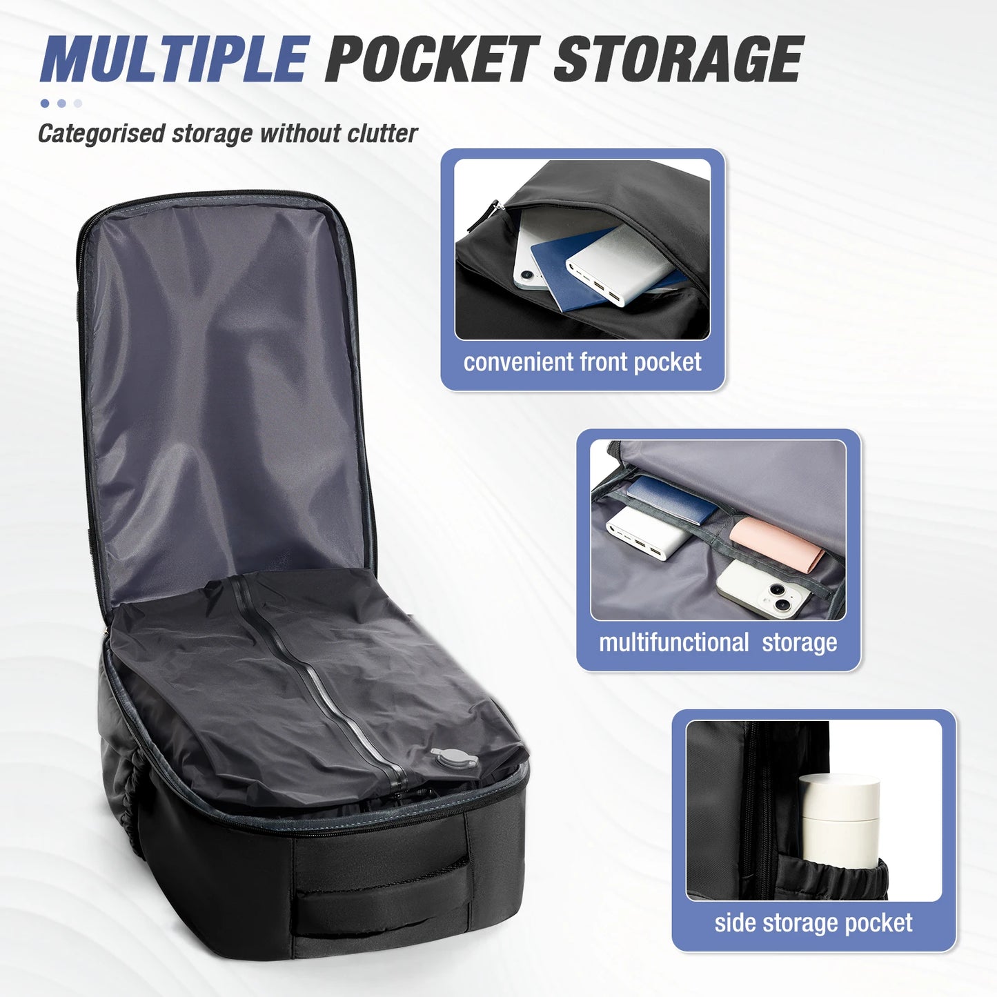 Vacuum Compression Backpack 15.6in Laptop Backpack Expand Hiking Vacuum Travel Backpack, Ryanair Backpack 40x30x20 Cabin Bag