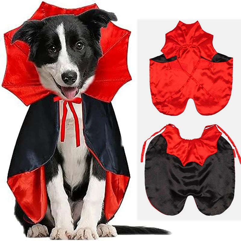 Halloween Pet Cape Costume with Bat Wings Adjustable Vampire Cloak for Puppy Kitten Dog Cat Cosplay Party Holiday Decorations
