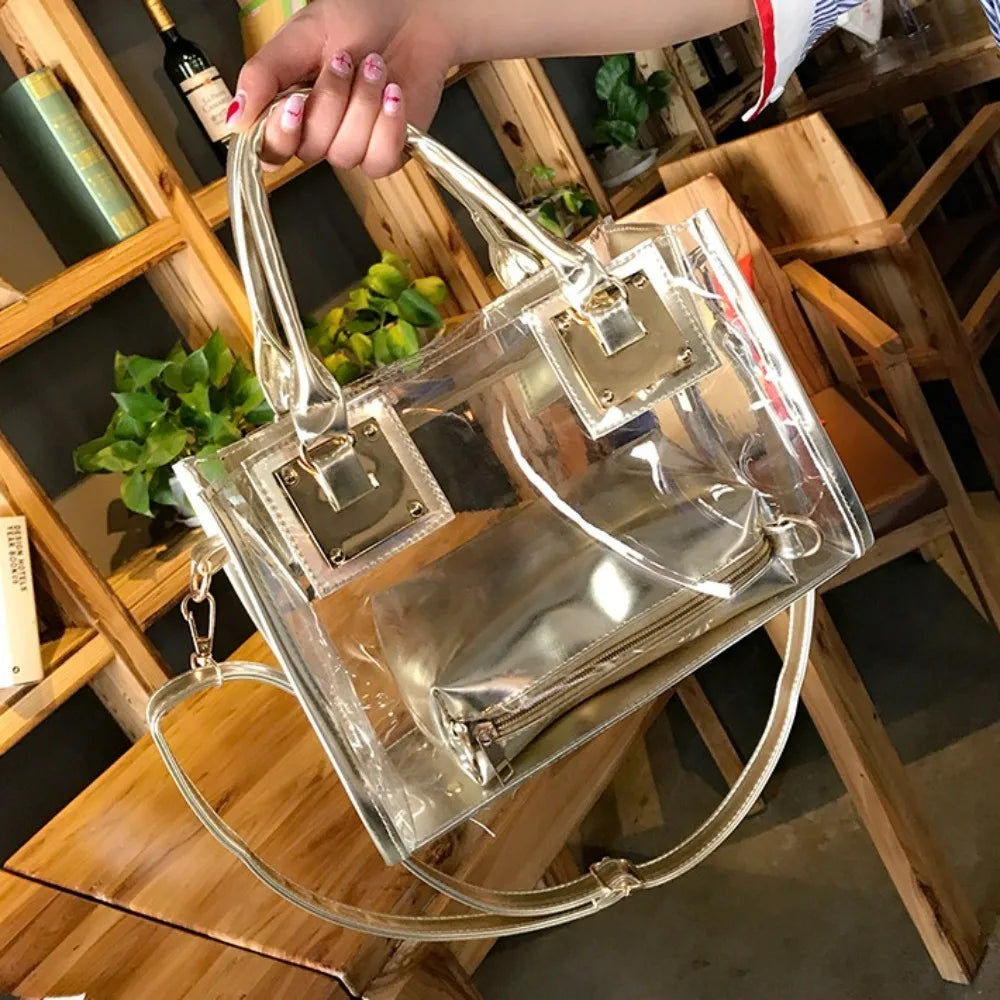 Large Summer Clear Totes Bags Transparent Clutch Purse Women Handbags Crossbody Handle Bag Shoulder Messenger Bag Girls Gift