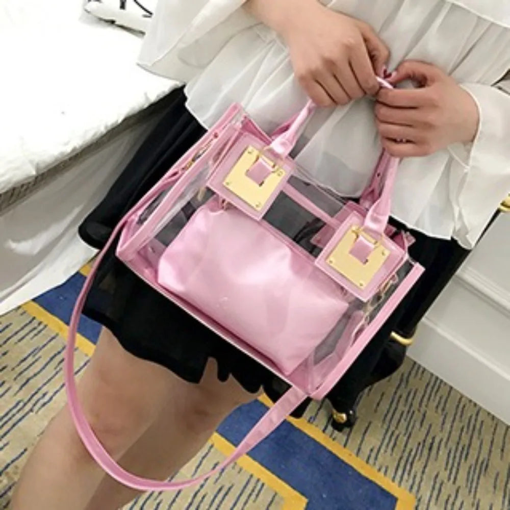 Large Summer Clear Totes Bags Transparent Clutch Purse Women Handbags Crossbody Handle Bag Shoulder Messenger Bag Girls Gift