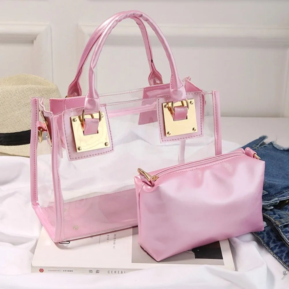 Large Summer Clear Totes Bags Transparent Clutch Purse Women Handbags Crossbody Handle Bag Shoulder Messenger Bag Girls Gift