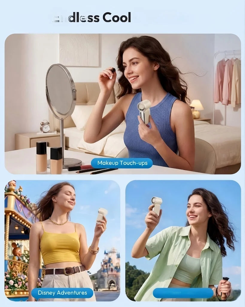 Mini Portable Hand Fan LED Display High Speed Rechargeable Turbo Fan Outdoor Camping Travel Makeup Desk Air Cooler
