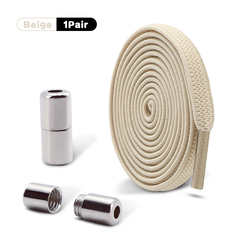 1Pair Elastic Laces Sneakers No Tie Shoe laces Capsule Lock Shoelaces Without ties Kids Adult 0.6cm Flat Shoelace for Shoes