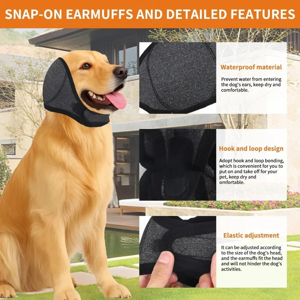 Anxiety Relief Dog Ear Protection Waterproof Muffs Noise Reducing Calming Anti Scare Head Hood Anxious Summer Swimming Safety