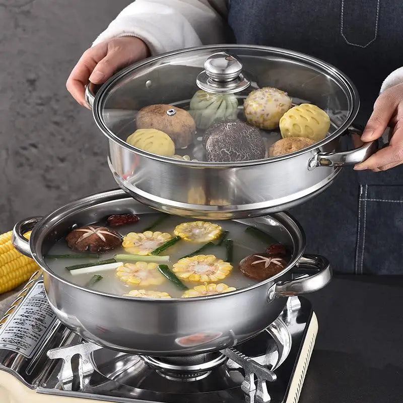 【SSummer10】Stainless Steel Single Double-Layer Steamer Basket - Thickened Pot Steaming Grid Rack for Home Cooking【SS】