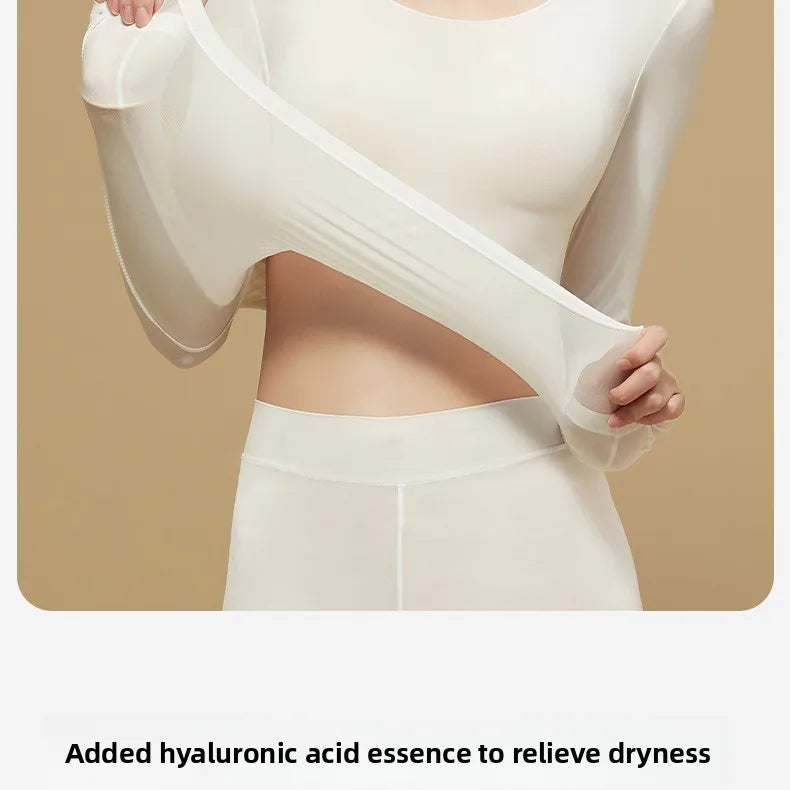 Ultra-Thin Heating Thermal Underwear Women Skin Care Skin Bottom Clothing Invisible Foundation Heattech Long Johns Set Winter