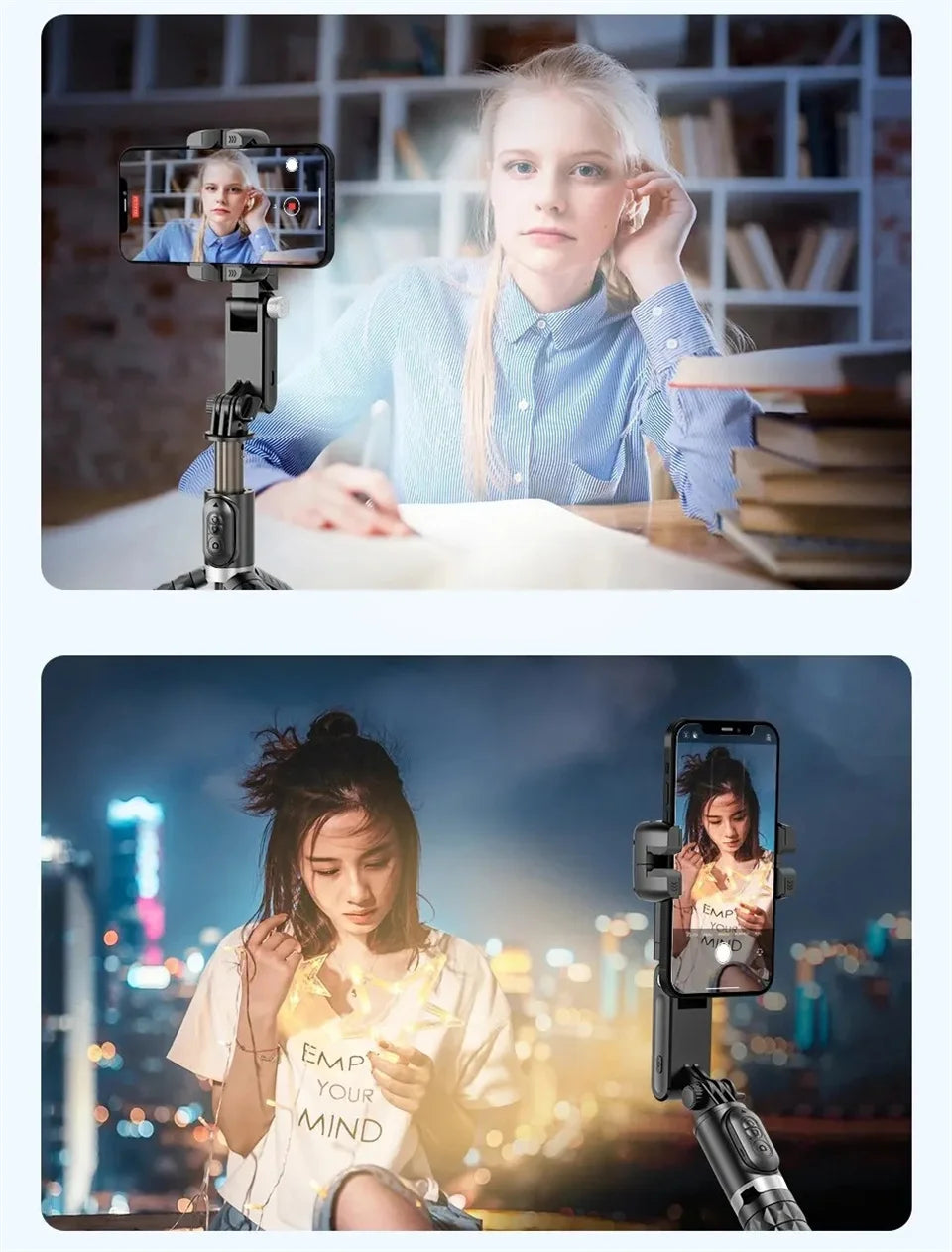MEUYAG Selfie Stick Gimbal Stabilizer 360° rotation With Bluetooth Remote Intelligent AI Follow-Up Anti Shake Pan Tilt Tripod