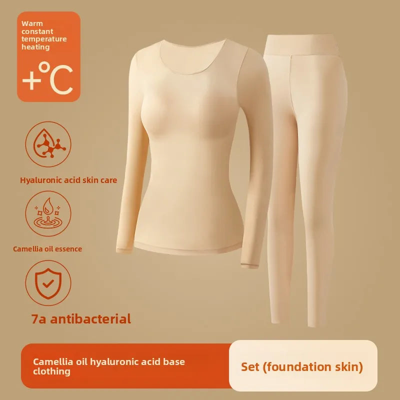Ultra-Thin Heating Thermal Underwear Women Skin Care Skin Bottom Clothing Invisible Foundation Heattech Long Johns Set Winter