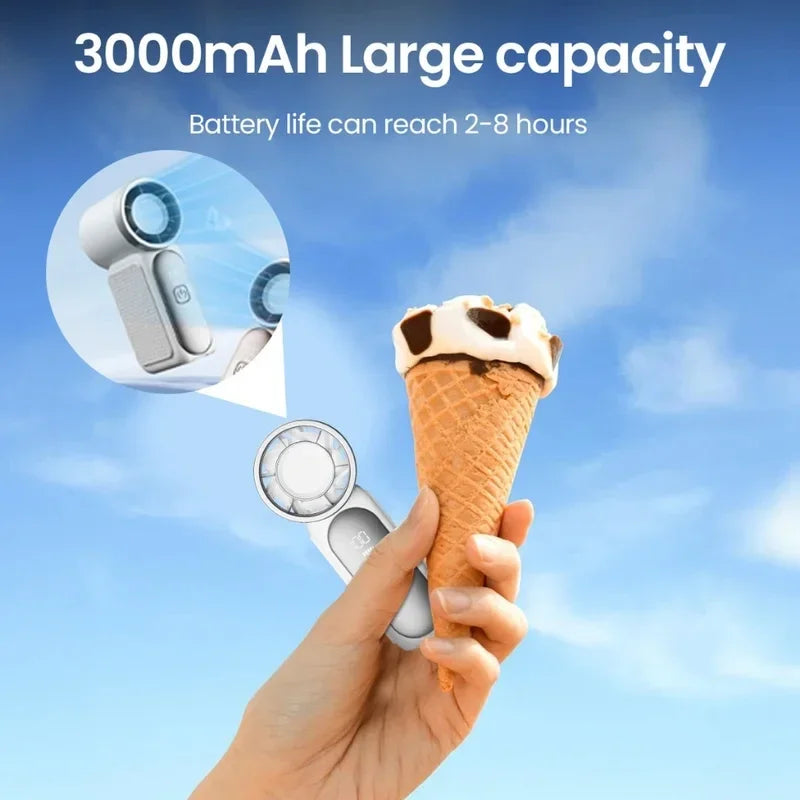 Mini Portable Hand Fan LED Display High Speed Rechargeable Turbo Fan Outdoor Camping Travel Makeup Desk Air Cooler