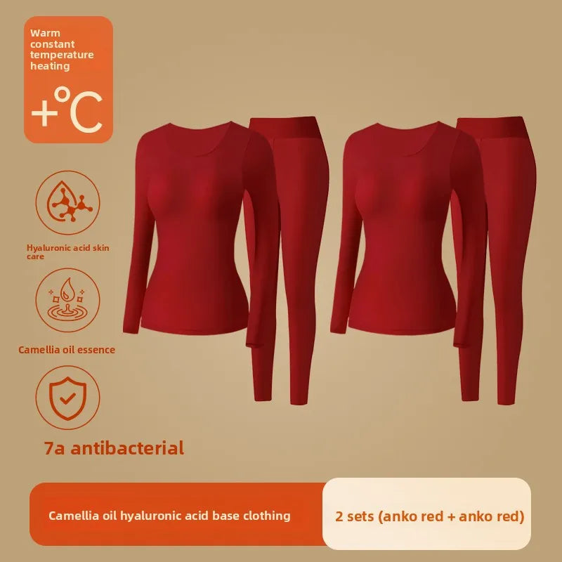 Ultra-Thin Heating Thermal Underwear Women Skin Care Skin Bottom Clothing Invisible Foundation Heattech Long Johns Set Winter
