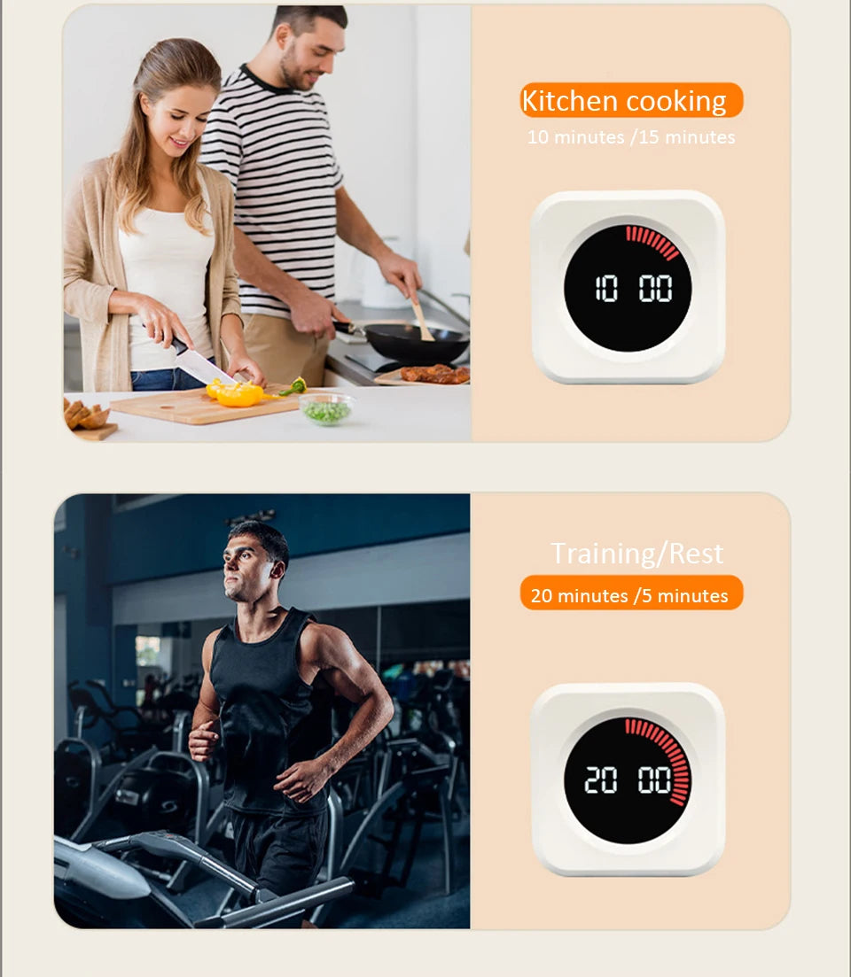 Digital Visual Timer Gravity Sensor Flipping LED Display 4 Preset Time Rechargeable Mini Cube Timer for Cooking Study Shower