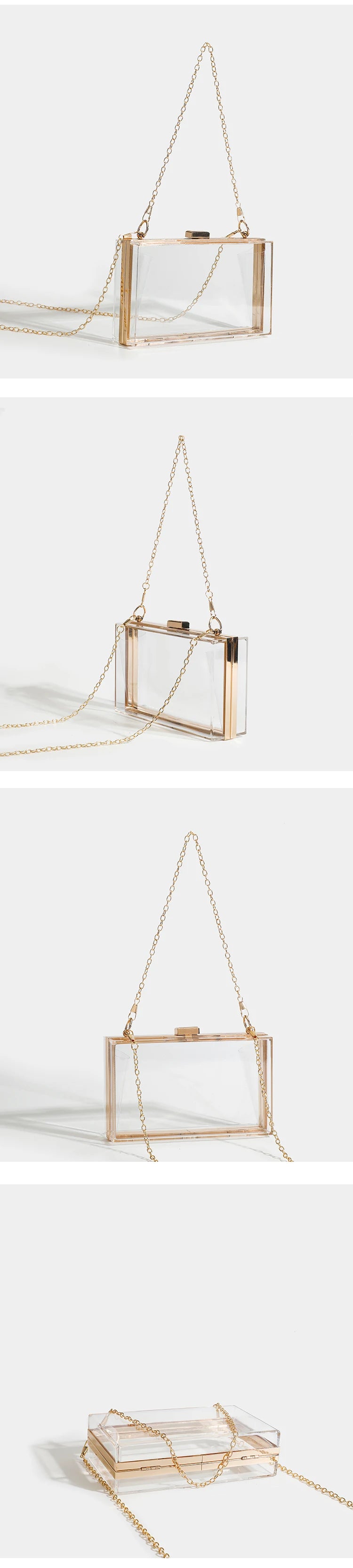 Women's Transparent Acrylic Banquet Bag Square Large Capacity Women's Wallet Sparkling Wedding Party Crossbody Bag