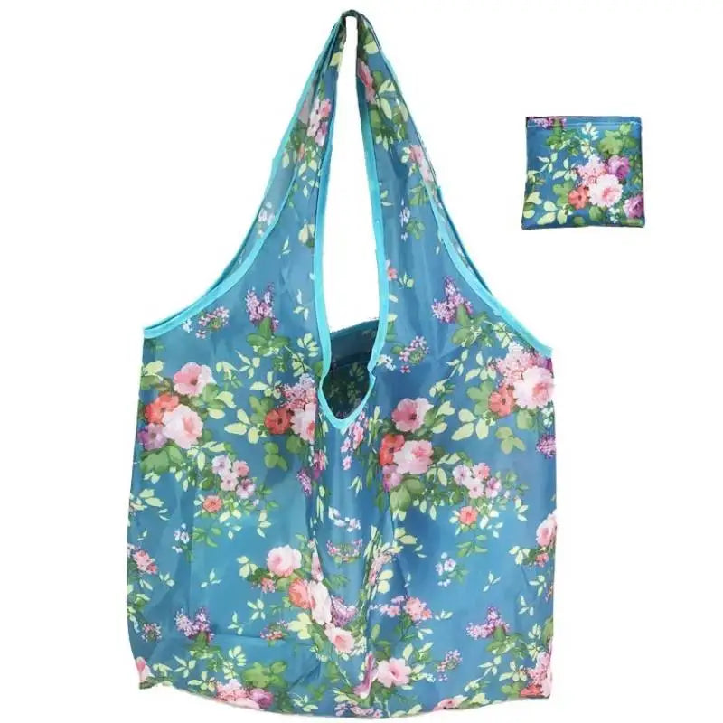 1pc Reusable Shopping Bags Women Foldable Tote Bag Portable Cloth Eco Grocery Bag Folding Large Capacity Fruit Vegetable Handbag