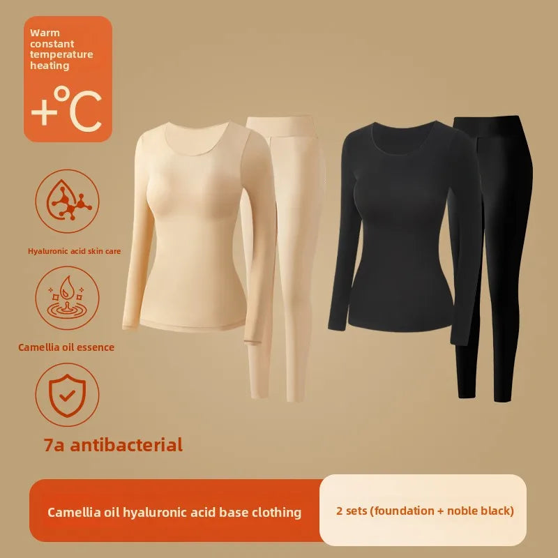 Ultra-Thin Heating Thermal Underwear Women Skin Care Skin Bottom Clothing Invisible Foundation Heattech Long Johns Set Winter
