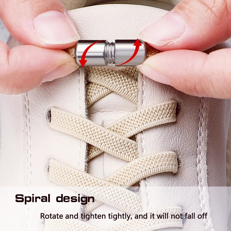 1Pair Elastic Laces Sneakers No Tie Shoe laces Capsule Lock Shoelaces Without ties Kids Adult 0.6cm Flat Shoelace for Shoes