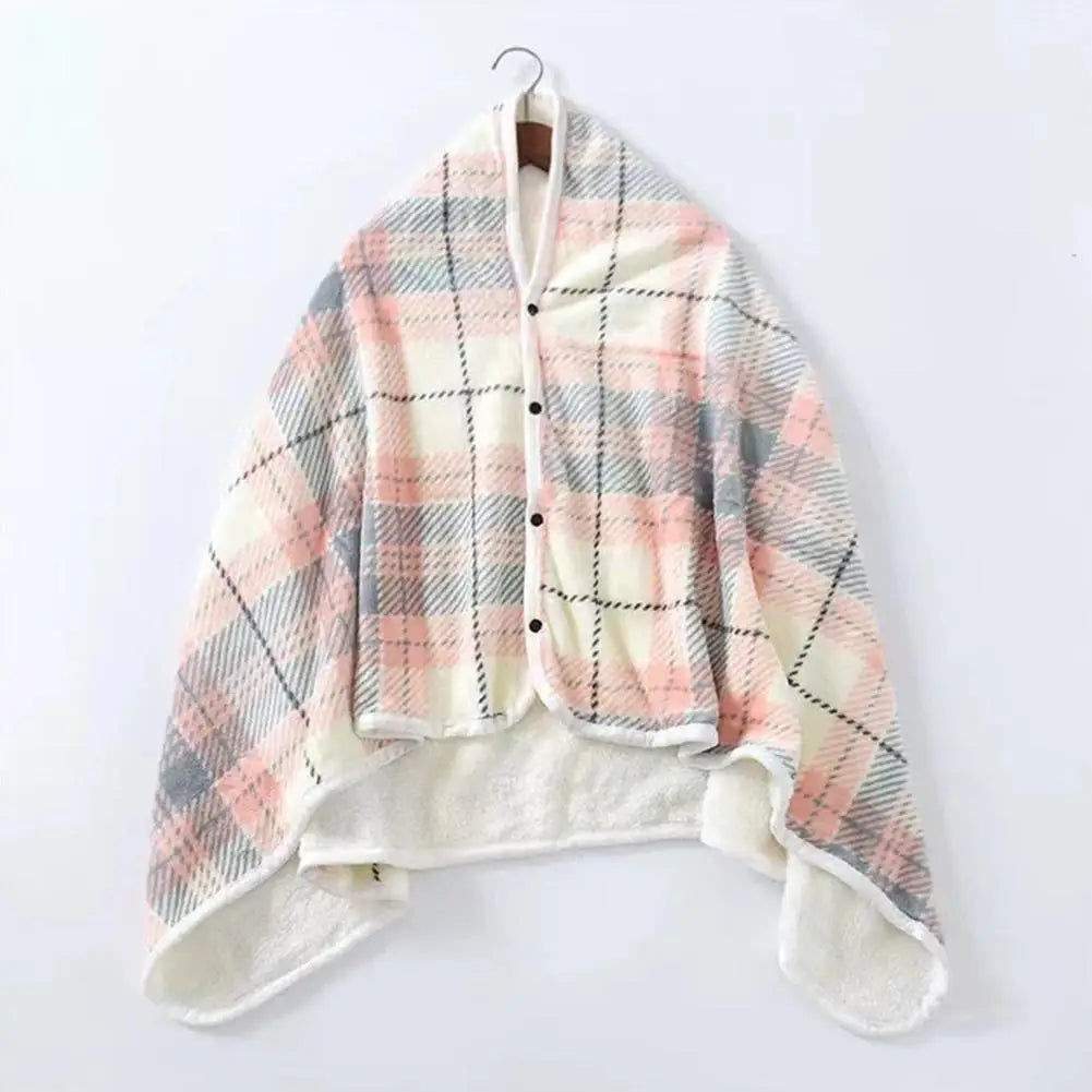 Wearable Plaid Fleece Blanket With Button Winte Warm Throws On Sofa Bed Travel Thicken Bedroom Office Air Conditioning Blanket ﻿
