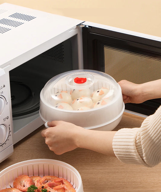 COOKER KING Microwave Heating Steamer Household Large Capacity Steamer Kitchen Steamer Box Steamer Rack Can Exhaust Steam
