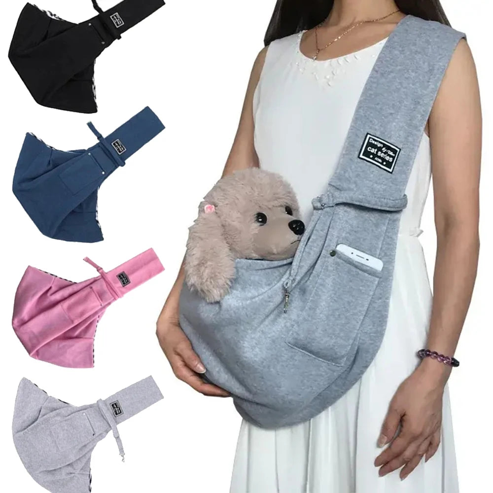Pet Crossbody Shoulder Bag Outdoor Travel Cat Puppy Sling Carrier Bag with Storage Pocket Portable Pets Backpacks Safety Harness