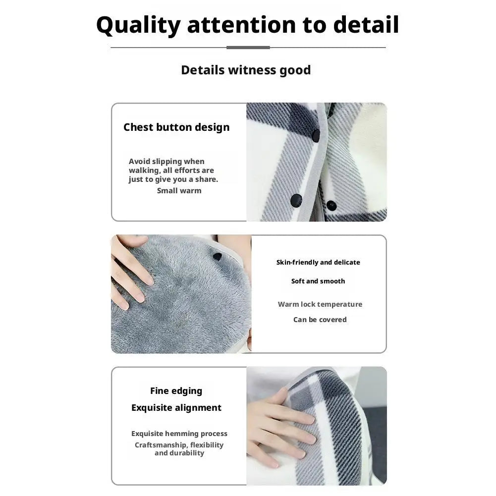 Wearable Plaid Fleece Blanket With Button Winte Warm Throws On Sofa Bed Travel Thicken Bedroom Office Air Conditioning Blanket ﻿