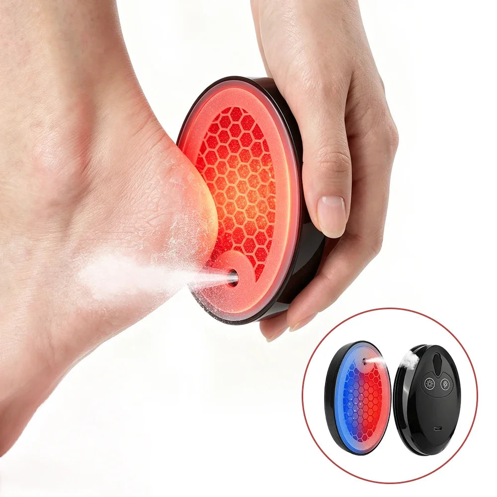 Hydrating Electric Foot Grinder Red Blue Light Therapy Foot Callus & Dead Skin Remover USB Rechargeable Spraying Pedicure Tool