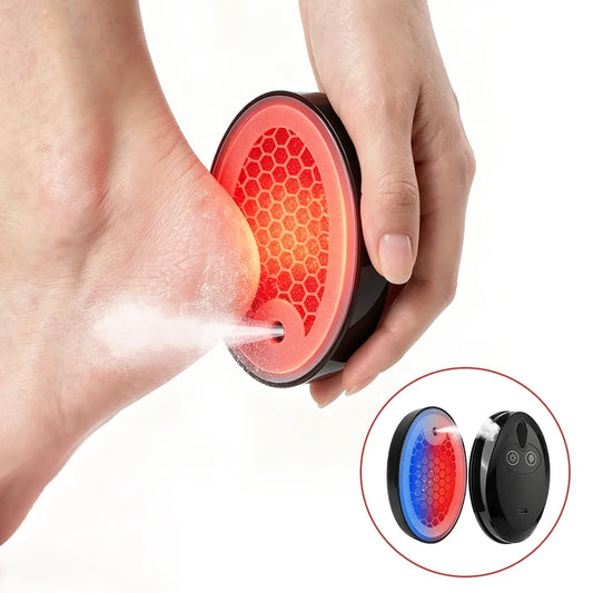 Hydrating Electric Foot Grinder Red Blue Light Therapy Foot Callus & Dead Skin Remover USB Rechargeable Spraying Pedicure Tool