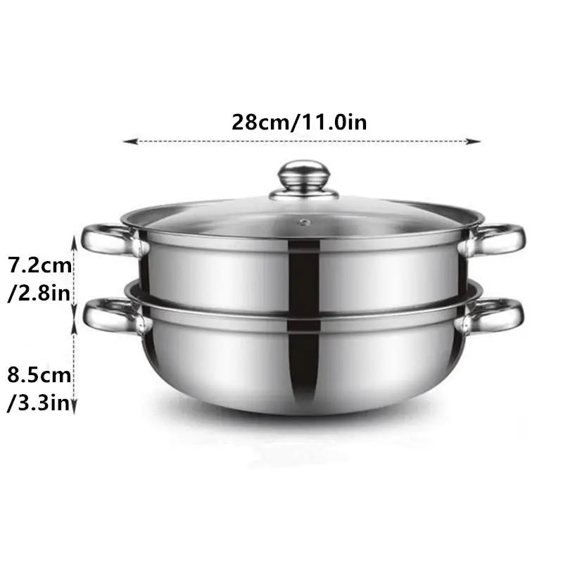 【SSummer10】Stainless Steel Single Double-Layer Steamer Basket - Thickened Pot Steaming Grid Rack for Home Cooking【SS】
