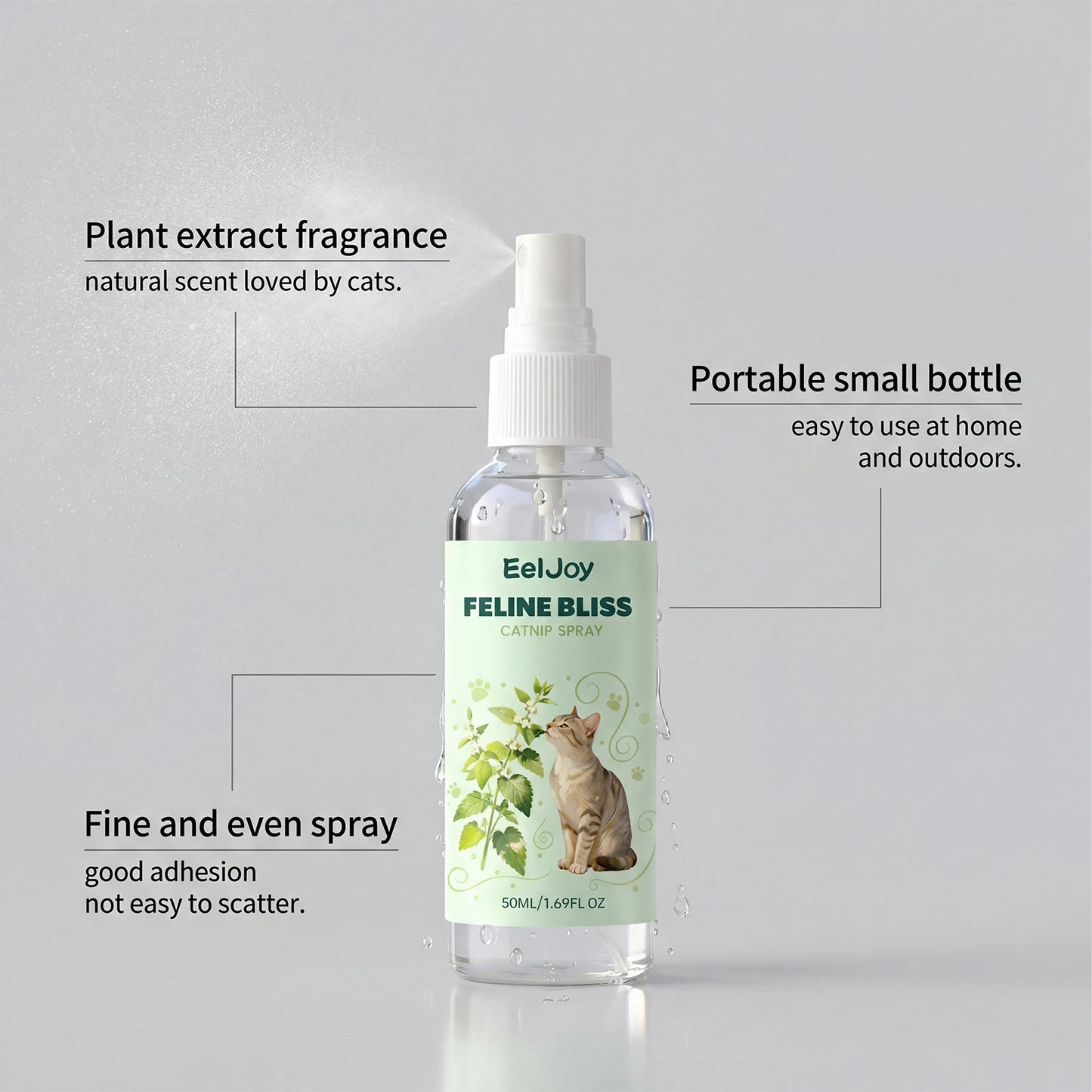 Cat Calming Spray with Catnip Extract 50ml Natural Pet Anxiety Relief Spray Reduce Scratching & Stress Interactive Toy Cat Train