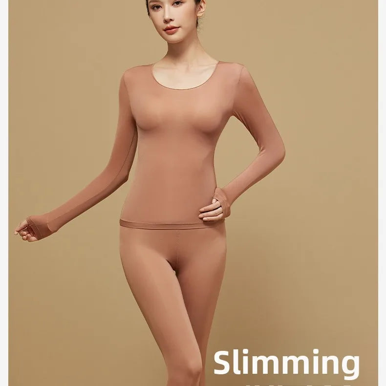 Ultra-Thin Heating Thermal Underwear Women Skin Care Skin Bottom Clothing Invisible Foundation Heattech Long Johns Set Winter