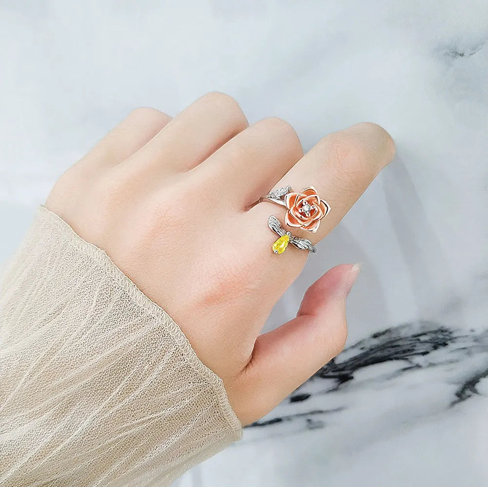 VENTFILLE 925 Sterling Silver Sunflower Diamond Zircon Rotatable Ring For Women Gift Relieve Stress Ring Jewelry Wholesale