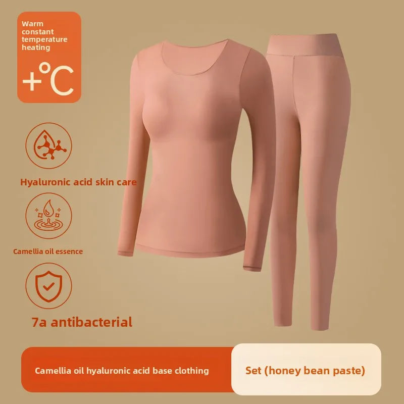 Ultra-Thin Heating Thermal Underwear Women Skin Care Skin Bottom Clothing Invisible Foundation Heattech Long Johns Set Winter